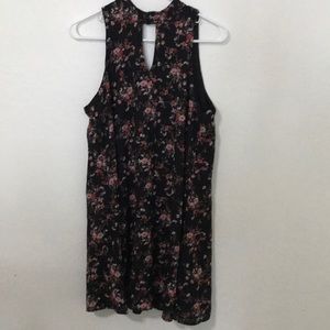 Blue rain black and pink flower dress
